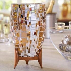 PartyLite Mosaic Candle Holder - Gold and Silver